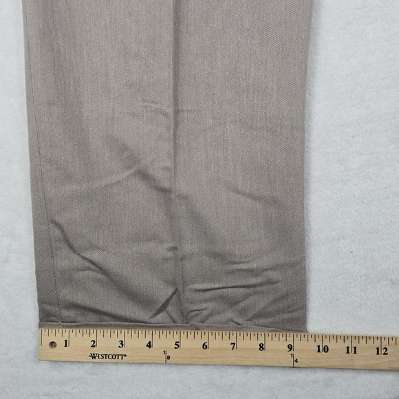 Men's Pleated Cuffed Dress Pants Size 36x29 Beige Taupe USA Made - Picture 2 of 8